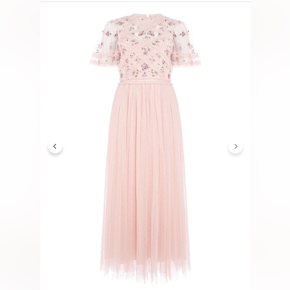 Needle & Thread - size 10 light pink floral and lace dress